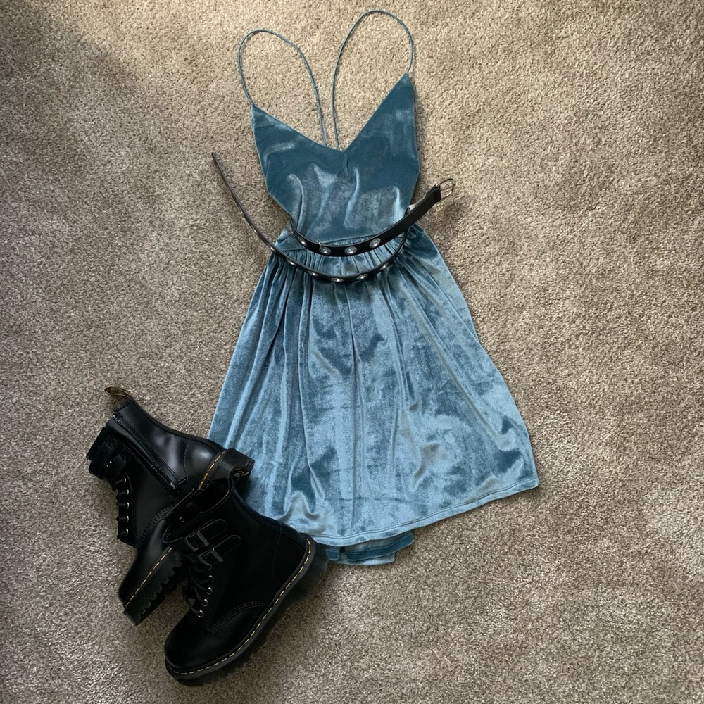 Blue Velvet Dress